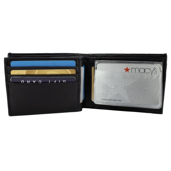 Men Bifold Lambskin Leather Black Wallet - Picture 8 of 16